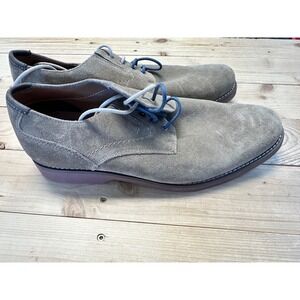 Crown & Ivy Mens Suede Derby Shoes Tan Blue Laces Oxford Size 10
